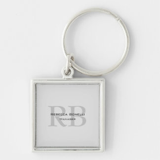 Modern Grey Monogram Manager Add Name Initials Keychain