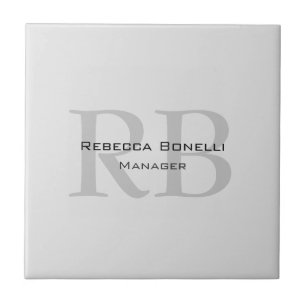 Modern Grey Monogram Manager Add Name Initials Tile