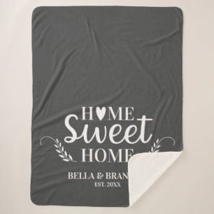 Modern Grey Monogram Name Blanket