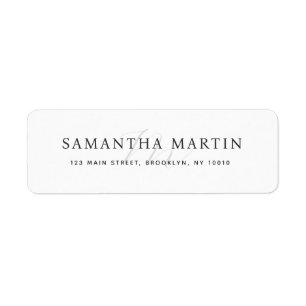 Modern Grey Monogram Simple Return Address Label