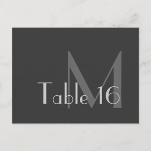 Modern Grey Monogram Table Number Cards