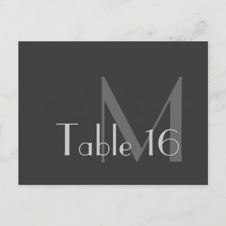 Modern Grey Monogram Table Number Cards