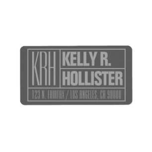 Modern Grey Monogrammed Name Return Address Label