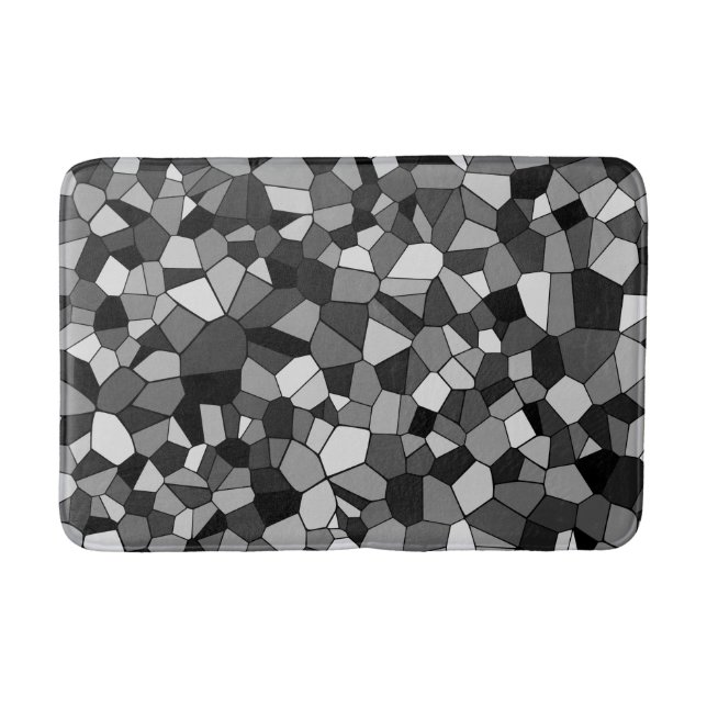 Modern Grey Mosaic Pattern Bath Mat (Front)