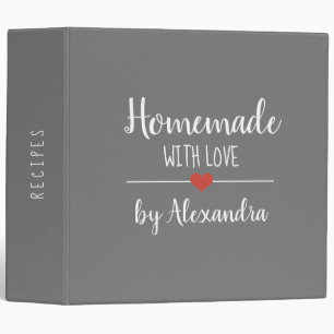 Modern grey Name Recipe 3 Ring Binder