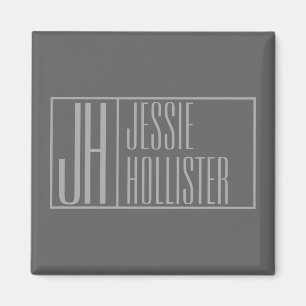 Modern, Grey on Dark Grey, Initials & Name Logo Magnet