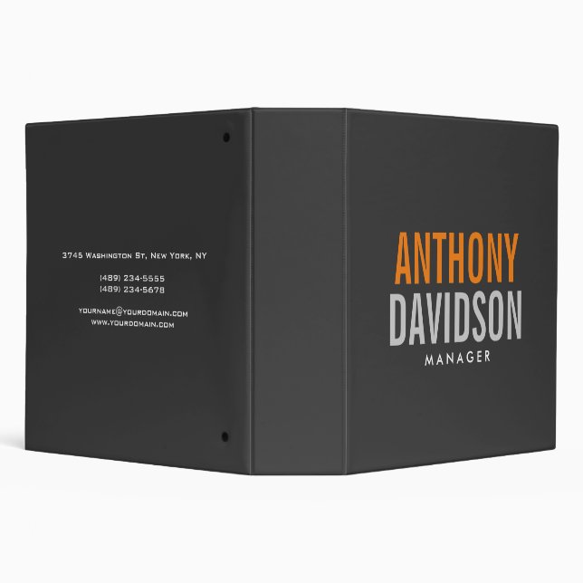 Modern Grey Orange Bold Text Minimalist Elegant Binder (Background)