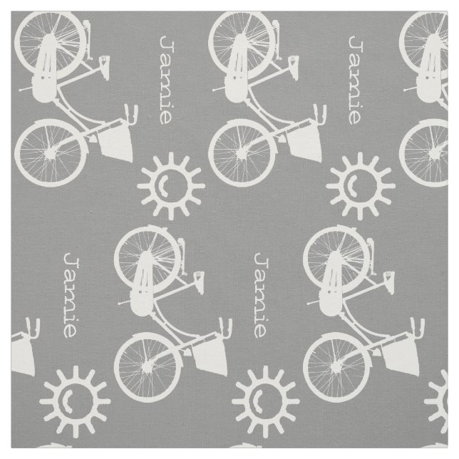 Modern Grey Pattern Sunshine Bicycle Personalized Fabric (Swatch)