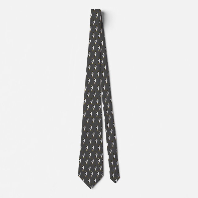 Modern Grey Penguin Animal Lover's Work Tie (Front)