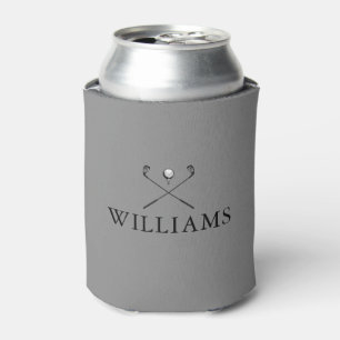 Modern Grey Personalized Name Golf Clubs Can Cooler