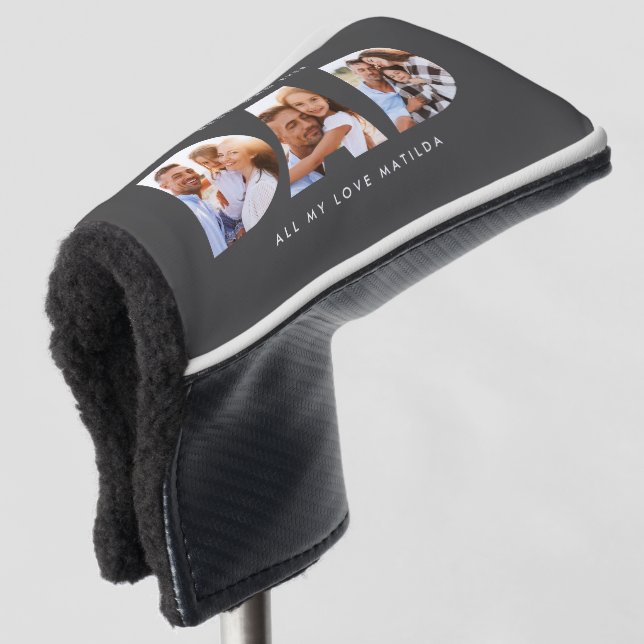 Modern grey Photo Golf Personalized Gift for Dad Golf Head Cover (3/4 Front)