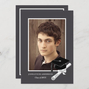 Modern Grey Photo Graduation Party Announcement