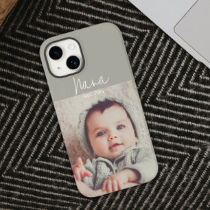 Modern Grey Photo Nana Est. Year iPhone Case