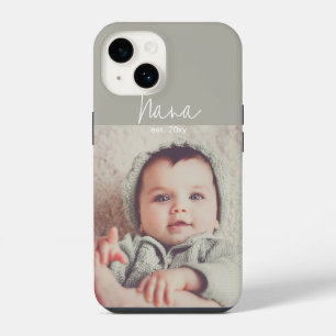 Modern Grey Photo Nana Est. Year iPhone Case