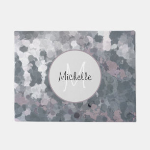 Modern Grey Pink Circles Geometric Personalize   Doormat