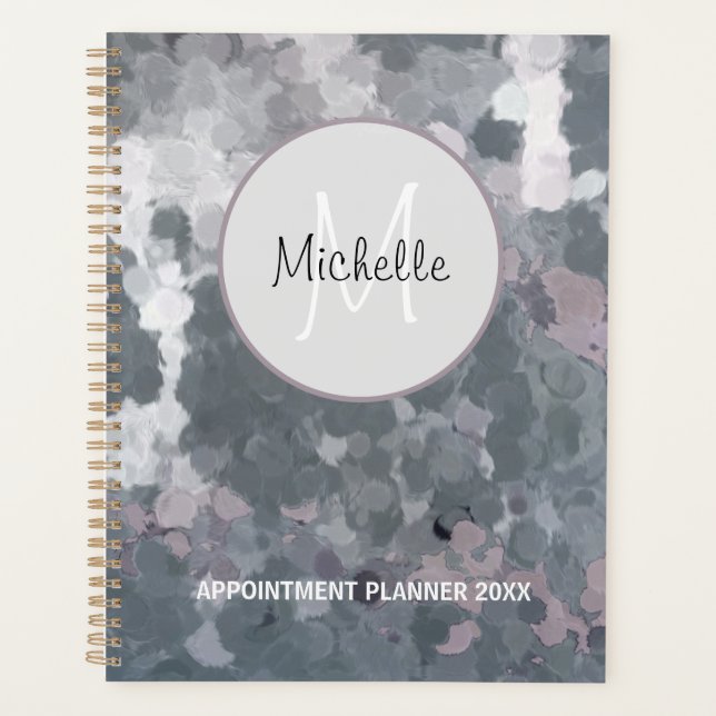 Modern Grey Pink Circles Geometric Personalize    Planner (Front)