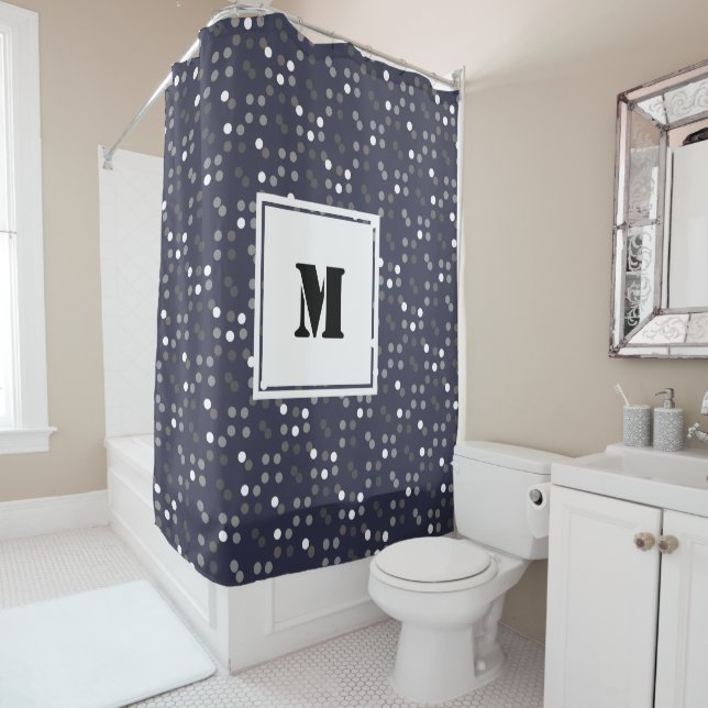 Modern Grey Polka Dots Monogram (In Situ)