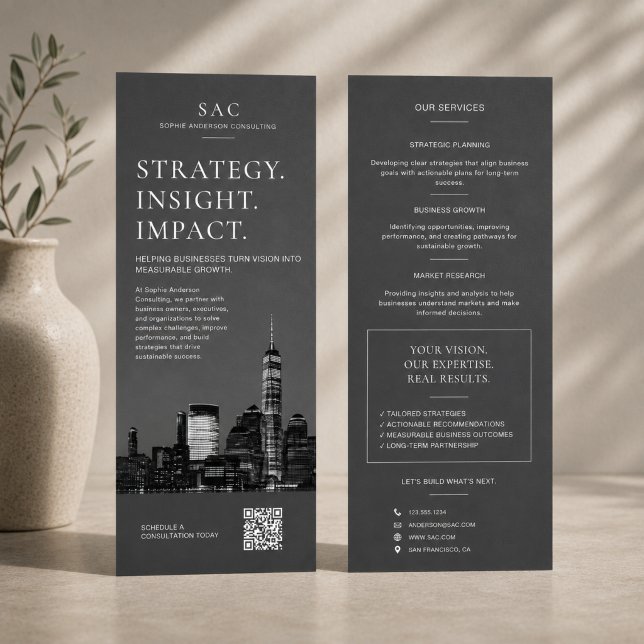 Modern Grey QR Code Professional Consultant Rack Card (Modern Gray QR Code Professional Consultant Rack Card)