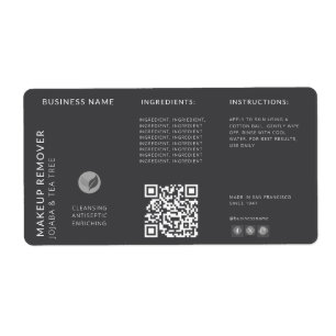 Modern Grey QR Code Wraparound Bottle Ingredient