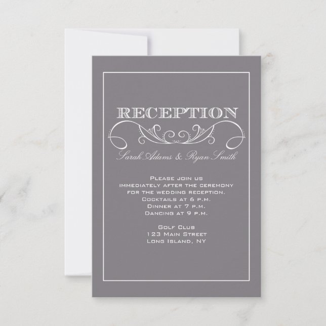 Modern Grey Reception Invitation (Front)