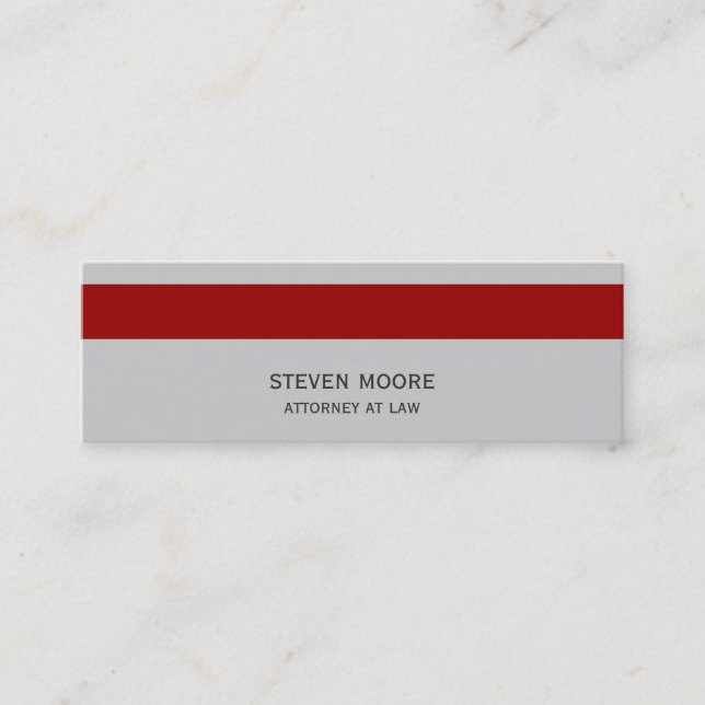 Modern Grey Red Lawyer Attorney Business Card (Front)