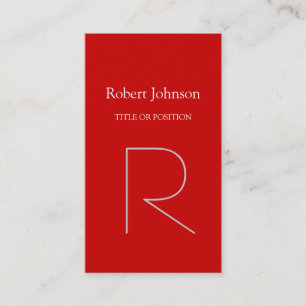 Modern Grey Red Monogram Business Card