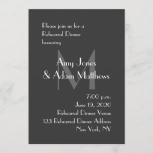 Modern Grey Rehearsal Dinner Invitation