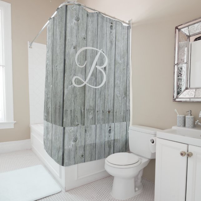 Modern Grey Rustic Farmhouse Monogram Bath Decor (In Situ)