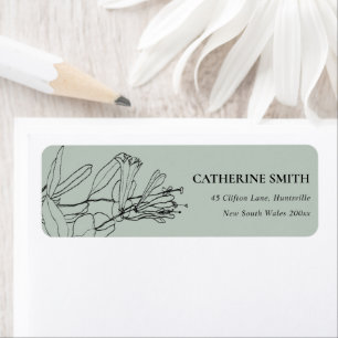 MODERN GREY RUSTIC LINE DRAWING FLORAL ADDRESS