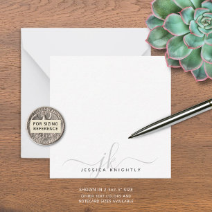 Modern Grey Script Monogram Initials Minimal Card