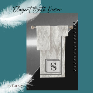 Modern Grey Shades Monogramed Bath Towel Set