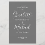 Modern Grey Signature Script Wedding Program<br><div class="desc">Grey signature script wedding program featuring chic modern typography,  this stylish wedding program can be personalized with your special wedding day information. Designed by Thisisnotme©</div>