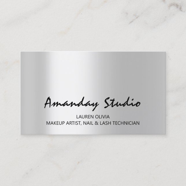 Modern Grey Silver Appointment Card Minimal (Front)