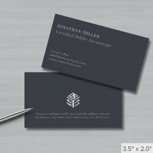 Modern Grey Silver Logo Business Card