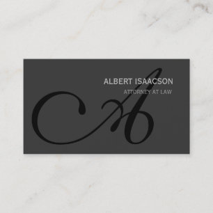 Modern Grey Simple Black Monogram Business Card