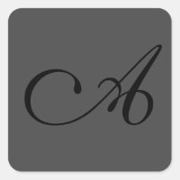 Modern Grey Simple Monogram Add Your Name Initial