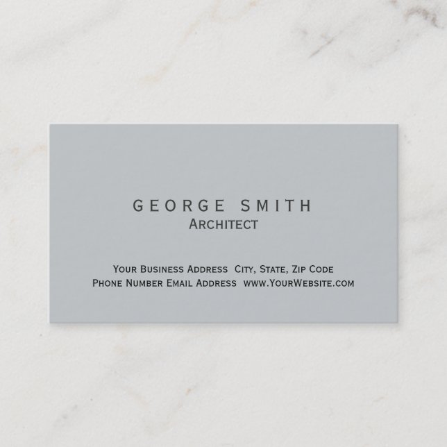 Modern Grey Simple Plain Standard Business Card (Front)