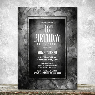 Modern Grey Slate Stone 18th Birthday Party Invitation