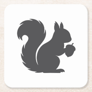 Modern Grey Squirrel Animal Square Paper Coaster
