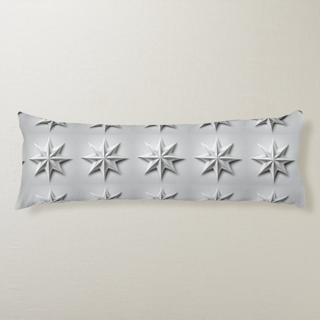 Modern Grey Star Body Pillow (Front)
