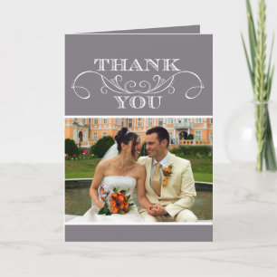 Modern Grey Swirl Wedding Thank You Cards