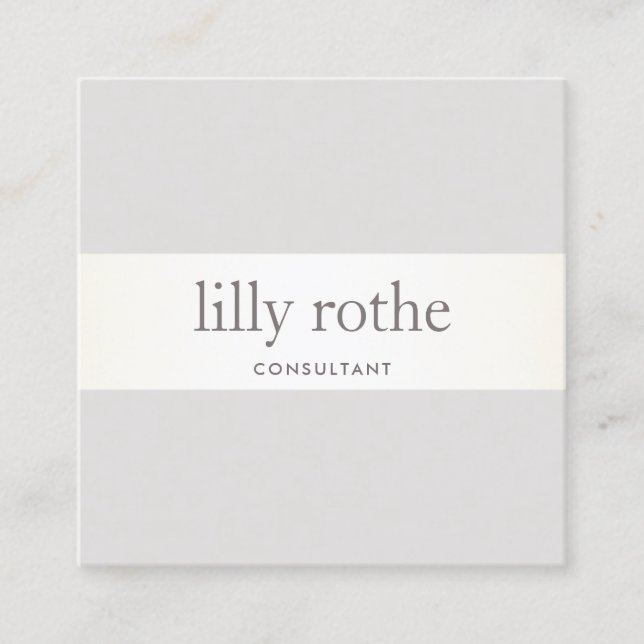 Modern Grey Taupe Stripe Professional Square Square Business Card (Front)