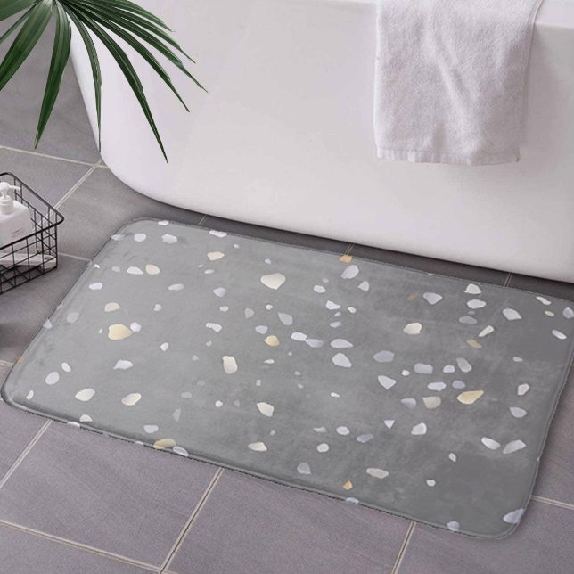 Modern Grey Terrazzo  Bath Mat (Creator Uploaded)