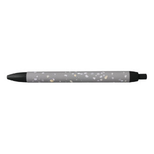 Modern Grey Terrazzo  Black Ink Pen