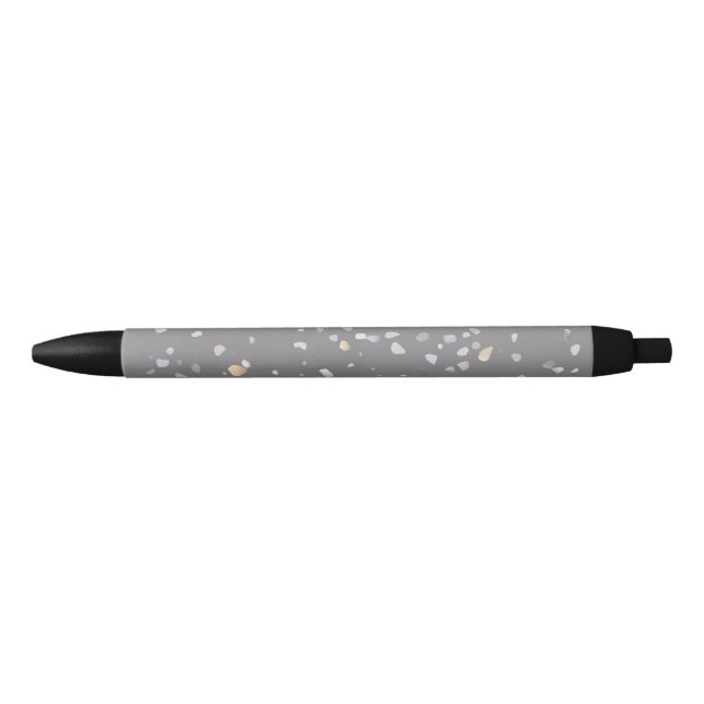 Modern Grey Terrazzo  Black Ink Pen (Front)