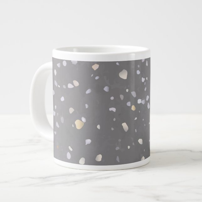 Modern Grey Terrazzo  Large Coffee Mug (Front Left)