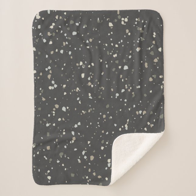 Modern Grey Terrazzo Pattern Sherpa Blanket (Front)