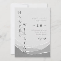 modern grey torn paper mountains wedding