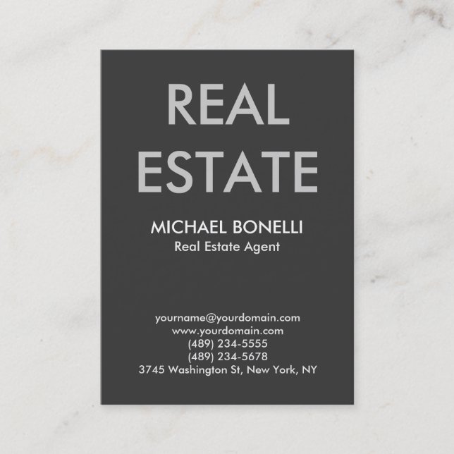 Modern grey trendy real estate agent business card (Front)