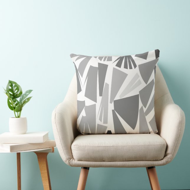 Modern Grey Triangle Geometric  Throw Pillow (Chair)